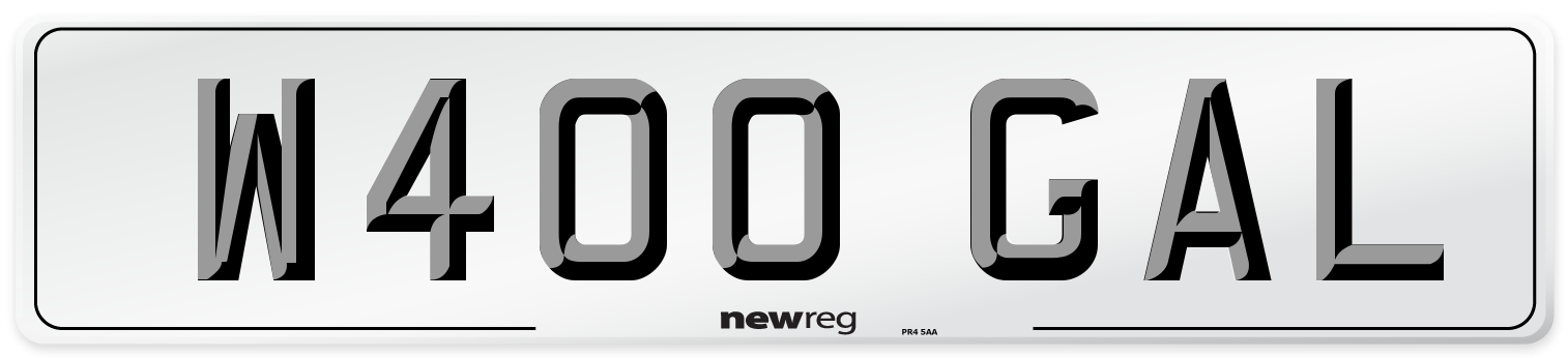 W400 GAL Number Plate from New Reg